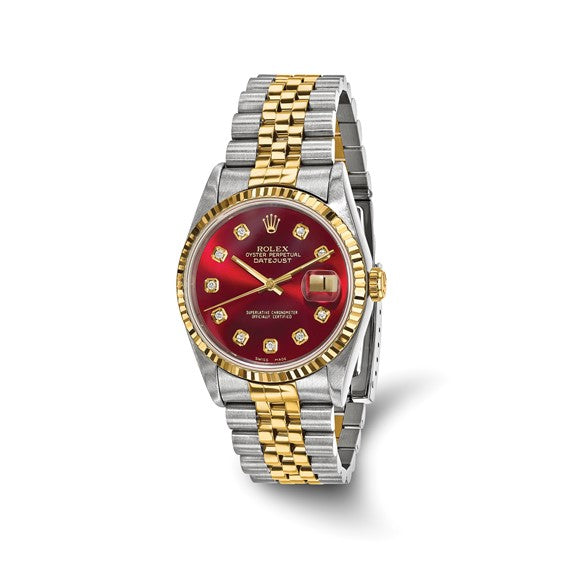 ROLEX RED DIAL WITH DUBAL TONE CHAIN