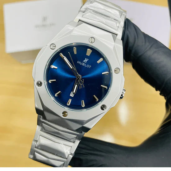 HB Premium Watch - Luxury Diamond Cut Chain - Navy Blue Dial