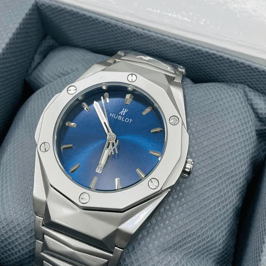 HB Premium Watch - Luxury Diamond Cut Chain - Navy Blue Dial