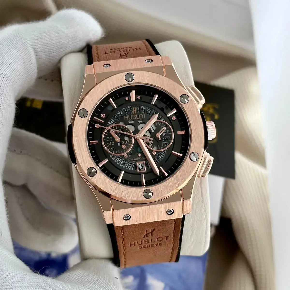 HUBLOT SKELETON LEATHER TTRAPS-PREMIUM WATCH