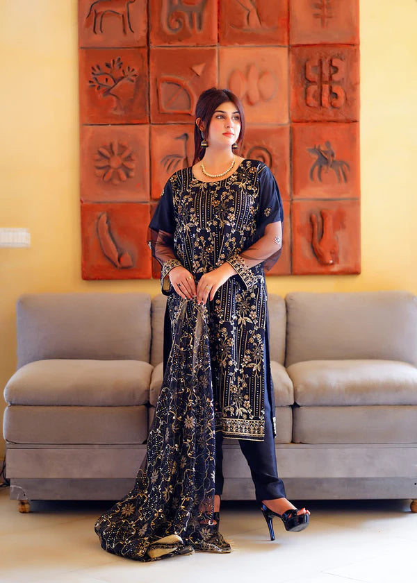 Embrioderd Suit with heavy Shawl | 3 pcs suit